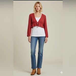Sunday Best long sleeve blouse/ top in brilliant red